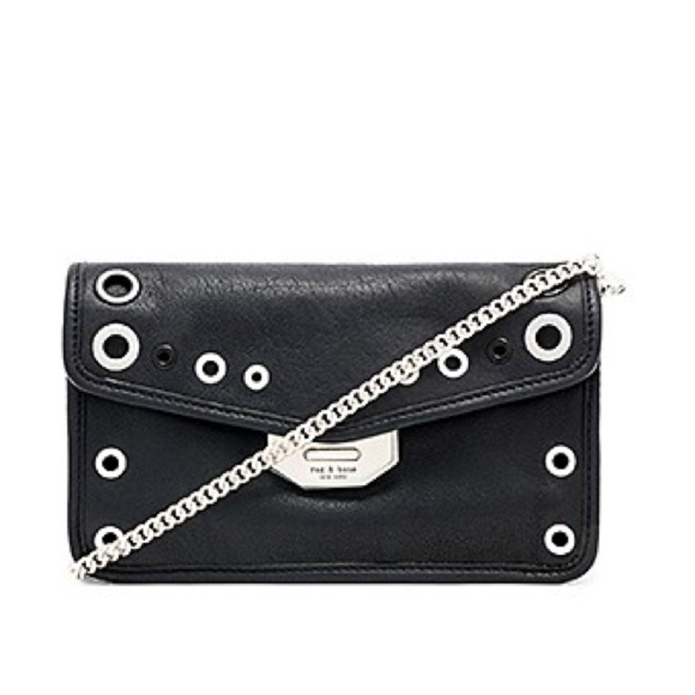 Rag & bone navy grommet field clutch crossbody bag